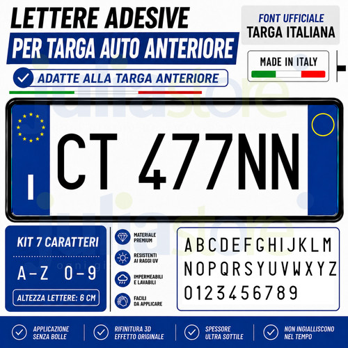 Lettere adesive numeri targa - adesive,